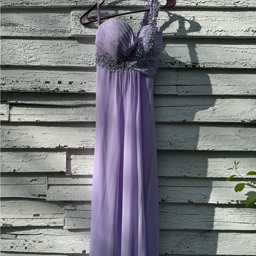 Izidress lavender Chiffon One Shoulder Gown Sz 2‎ - Picture 3 of 8